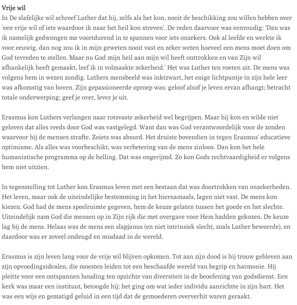 vrije wil Luther Erasmus
